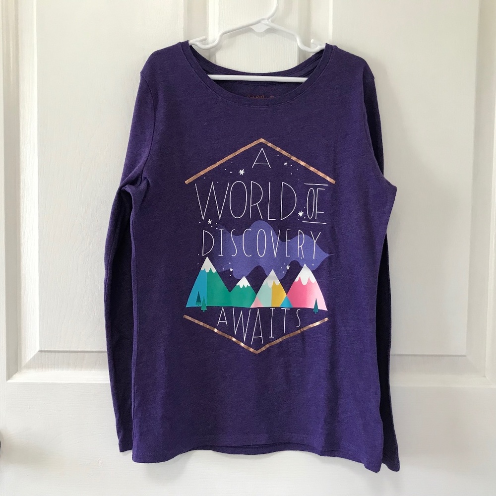 Cat & Jack heathered purple Long Sleeved tee Girls Size 10 / 12 (Large) Big Kids